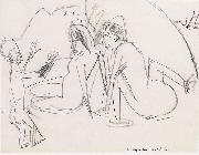 Ernst Ludwig Kirchner Zwei Frauen und Skulptur am Strand china oil painting artist